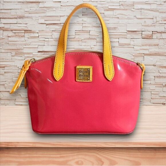 Dooney & Bourke Patent Leather Mini Satchel Hot Pink Crossbody EUC - Picture 1 of 6